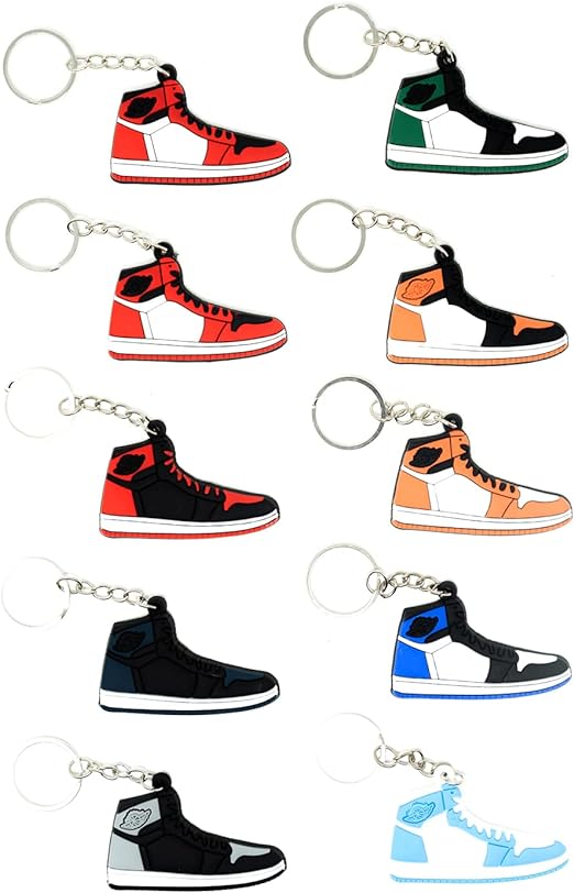 Bag Of 10 Retro Shoe Rubber Sneaker Key Chains