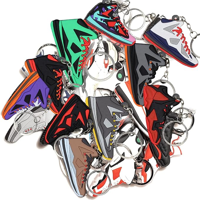 Bag Of 10 Retro Shoe Rubber Sneaker Key Chains